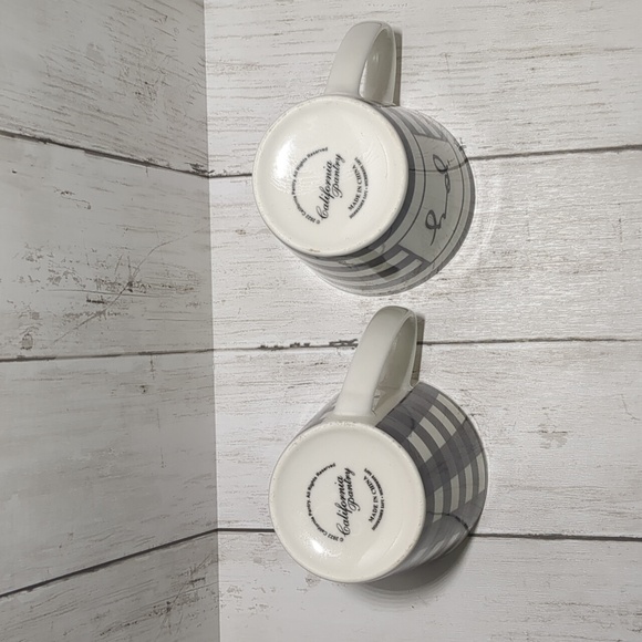 California Pantry Matching Plaid and Striped Mugs in Black and White - Picture 4 of 6